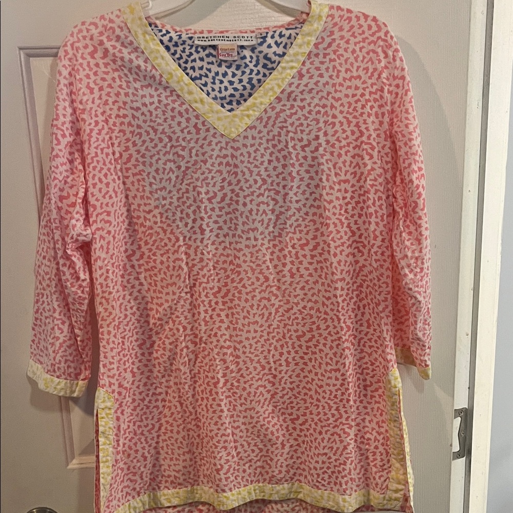 Gretchen Scott Designs Pink and Yellow Tunic size small
